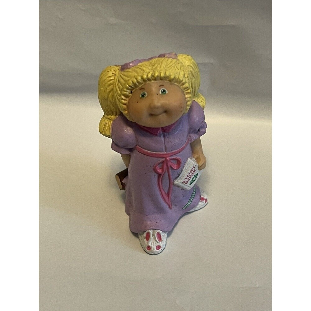 Cabbage Patch Kids Vintage 1984 Figurine Doll Blonde Story Book 2.5"